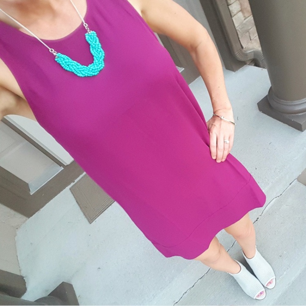 Leith Magenta Racerback Shift Dress